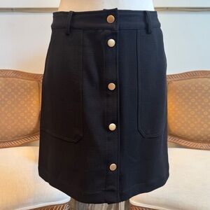 MONOPRIX Black Button-Front Mini Skirt, Size 10